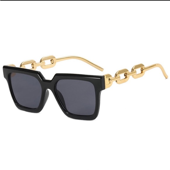 Metal chain square sunglasses.Available in black or leopard print frame. NWT - Picture 2 of 3